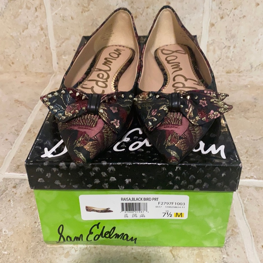 Sam Edelman Raisa Black Bird print flats